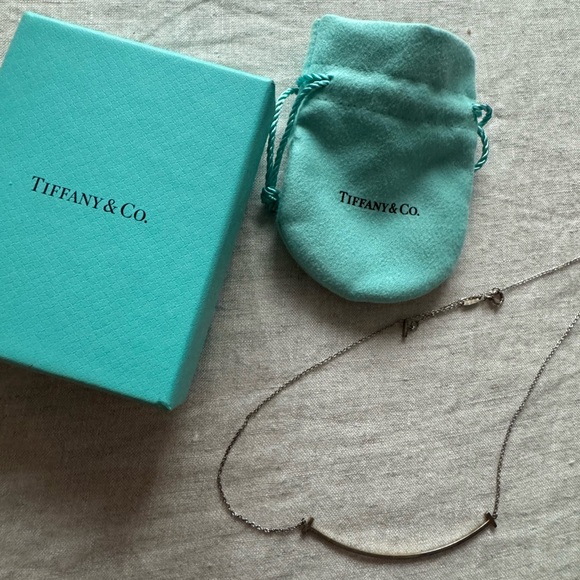 Tiffany & Co T-Shaped Smile Silver Necklace